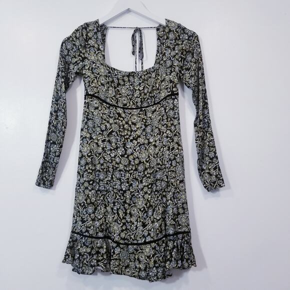 Free People Floral Print Ruffle Hem Mini Dress Multicolor - Picture 1 of 13